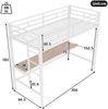 Merax Hochbett, 90*200 cm, Geländer, Trittleiter, Tisch mit USB und Steckdose, Wire Control Light Strip, App-fähiges ferngesteuertes Umgebungslicht, Metall, Weiß Bild 4