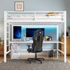 Merax Hochbett, 90*200 cm, Geländer, Trittleiter, Tisch mit USB und Steckdose, Wire Control Light Strip, App-fähiges ferngesteuertes Umgebungslicht, Metall, Weiß Bild 5