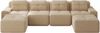 Modulares Sofa aus Cord, 4-Sitzer mit Tiefsitz & U-Form-Chaiselongue, 382 x 177 x 69 cm, Beige Bild 5