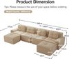 Modulares Sofa aus Cord, 4-Sitzer mit Tiefsitz & U-Form-Chaiselongue, 382 x 177 x 69 cm, Beige Bild 2
