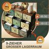 PXloue Kommode Sideboard Schubkastenkommode, 9 Schubladen, Retro-Stil, Blumenstoff, Breite 100cm Bild 4
