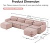 Flieks 4-Sitzer Sofa, U-förmiges Sofa, Schlafsofa, rahmenlos modular mit 2 Ottoman & 4 Kissen, rutschfester Boden, Plüsch, Rosa Bild 4