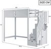 Hochbett 90×200 cm mit Rausfallschutz, Fensterdesign und Stauraumleiter, Grau, ohne Matratze Bild 5