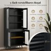 Küchenschrank hoch 178,5 cm Küchenregal mit 4 transparenten Türen & verstellbares Regal Schwarz Bild 4
