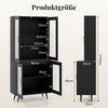 Küchenschrank hoch 178,5 cm Küchenregal mit 4 transparenten Türen & verstellbares Regal Schwarz Bild 2