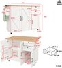 Moderne Kücheninsel, Küchenschrank, buffetschrank, Speisewagen mit Holzmaserung, buffetschrank, Multifunktionale Esstisch mit Speicherraum, Speisewagen mit Snackregalen,weiß Bild 4