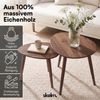 skølm Lodur Couchtisch 2er Set aus Eichenholz, Beistelltisch geölt, nussbraun, ovale Tischplatte mit 3 Tischbeinen Bild 3