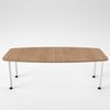 Rheinland Möbel Konferenztisch KONTI 220x103 cm – ovaler Besprechungstisch in Nussbaum mit weißen Rundrohrfüßen & Kabelauslass, Meetingtisch für 6–8 Personen, moderner XXL-Tisch fürs Büro & Besprechungsraum Bild 2