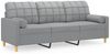 vidaXL 3-Sitzer-Sofa mit Zierkissen Hellgrau 180 cm Stoff 3200790 Bild 2