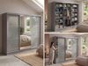 Schwebetürenschrank WALENCJA mit Spiegel & Lacobel-Glas, moderner Kleiderschrank, Breite 240 cm, High-Gloss Design - Grau Bild 2