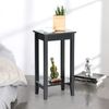 COSTWAY Beistelltisch mit Regal, 2-stöckiger hoher Sofatisch mit 4 Massivholzbeinen, Rechteckiger Ablagetisch Flurtisch Holz, Pflanzentisch Holztisch für Wohnzimmer Schlafzimmer (Schwarz) Bild 5