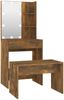 vidaXL Schminktisch mit LED-Lichterkette und Hocker, Holzwerkstoff räuchereiche, 60 x 40 x 140 cm Bild 2