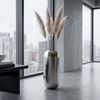 Bodenvase Aluminium 75cm Silber - Dekovase groß - Standvase rund modern - Vase Metall für Blumen - Design XXL Wohnzimmer Deko - Wohndeko Handmade Bild 2