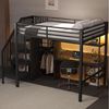 Flieks Hochbett Kinderbett Metallbett 140x200cm mit LED, Kleiderschrank, Schreibtisch Bild 2