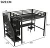 Flieks Hochbett Kinderbett Metallbett 140x200cm mit LED, Kleiderschrank, Schreibtisch Bild 4