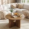 Tribesigns Couchtisch 80 cm Runder wohnzimmertisch, Moderner Holztisch in Braun Bild 2