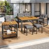 Modernes Outdoor-Sofa-Set , Freizeit- und Besprechungsset für mehrere Personen , Eisengestell , Geflochtene Armlehnen , Inklusive Sitzkissen , Multifunktionaler Tisch Bild 5