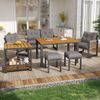 Modernes Outdoor-Sofa-Set , Freizeit- und Besprechungsset für mehrere Personen , Eisengestell , Geflochtene Armlehnen , Inklusive Sitzkissen , Multifunktionaler Tisch Bild 2