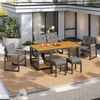 Modernes Outdoor-Sofa-Set , Freizeit- und Besprechungsset für mehrere Personen , Eisengestell , Geflochtene Armlehnen , Inklusive Sitzkissen , Multifunktionaler Tisch Bild 4