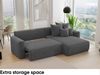 MEBLINI Schlafcouch mit Bettkasten - 260 x 160 x 78 cm - Grau Cordstoff - BALI - Kleines Ecksofa mit Schlaffunktion - Sofa mit Relaxfunktion und Kissen - Kleine Couch L-Form - Eckcouch Bild 4