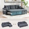 LVHOM Ecksofa mit Schlaffunktion L-Form, Schlafsofa mit Bettkasten, Loungesofa mit USB-C-Anschluss, Seitentaschen und Becherhaltern, Polstersofa aus Linen, Bettsofa ausziehbar 3 Sitzer Bild 3