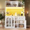 Küchenschrank mit LED-Beleuchtung 120x35x167 cm, weiß, APP-gesteuert, Glasfront & Kippschutz Bild 3