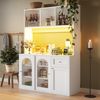 Küchenschrank mit LED-Beleuchtung 120x35x167 cm, weiß, APP-gesteuert, Glasfront & Kippschutz Bild 2