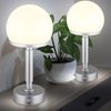 LED Tischleuchte, Touchdimmer, Pilz, Akku, silber, H 29,5 cm Bild 3