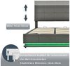 Odikalo Stauraumbett Polsterbett 16-LED Kasten Lattenrost PU-Leder Weiß/Grau/Beige 140/160 Bild 3
