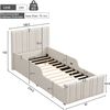 Merax Polsterbett, Einzelbett, Kinderbett 90 x 200cm, hydraulisches Funktionsbett, Bett mit Lattenrost, Kopfteil und großem Stauraum, gepolstertes Kopfteil, beige, linen Bild 4