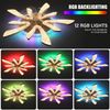 oyajia Deckenleuchte Leise Deckenventilator mit Beleuchtung, Luftzirkulation Beleuchtung, RGB-Hintergrundbeleuchtung, LED fest integriert, kaltweiß, warmweiß, neutralweiß, RGB, Luftzirkulation Beleuchtung für Wohnzimmer Schlafzimmer Küche, 60×14cm Bild 3