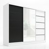 Schwebetürenschrank ARIVA 2 3-türig Schrank 200 cm (mit Spiegel) Farbe: Weiß , Schwarz Bild 2