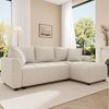HAUSS SPOLE Schlafsofa wandelbar 3-Sitzer Sofa mit 2 Zierkissen,L-förmiges Ecksofa Chenille, L-förmiges Relaxsofa mit halbkreisförmige Armlehnen 1 Teile, Weicher, angenehmer Chenille-Bezug Bild 2
