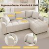 HAUSS SPOLE Schlafsofa wandelbar 3-Sitzer Sofa mit 2 Zierkissen,L-förmiges Ecksofa Chenille, L-förmiges Relaxsofa mit halbkreisförmige Armlehnen 1 Teile, Weicher, angenehmer Chenille-Bezug Bild 4