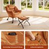 Loungesessel Set mit Hocker, Polyester Bezug, Metallgestell, bis 150kg, ergonomisch, klappbar, für Wohnzimmer Garten,orange Bild 5