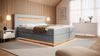 Selsey 'Oski' Doppelbett, Boxspringbett mit Topper, Beleuchtung und Samtbezug, hellgrau, 140x200 cm Bild 2