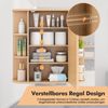 Spiegelschrank Bad 4 Fächer & 6 Offene Ablagen Badezimmerschrank mit Spiegel 66 x 17 x 63 cm Natur Bild 5