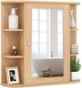 Spiegelschrank Bad 4 Fächer & 6 Offene Ablagen Badezimmerschrank mit Spiegel 66 x 17 x 63 cm Natur Bild 1