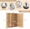 Spiegelschrank Bad 4 Fächer & 6 Offene Ablagen Badezimmerschrank mit Spiegel 66 x 17 x 63 cm Natur Bild 2