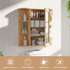 Spiegelschrank Bad 4 Fächer & 6 Offene Ablagen Badezimmerschrank mit Spiegel 66 x 17 x 63 cm Natur Bild 4
