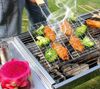 BAYLI Grillspieß Grillguthalter mit Holzgriff, BBQ Grillkorb für Fischgemüse Steak Bild 4