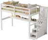 Kinder Hochbett mit Schreibtisch 90x200 cm Weiss Kiefer Stauraum Treppe Sicherheitsgitter Etagenbett Jugendbett Bild 5
