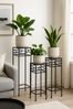 Blumenständer Set 3-tlg Metall Schwarz pulverbeschichtet Pflanzenständer modern Bild 1