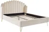 Vente-unique - SAGALI Bett SamtStoff Beige - B 203 cm x H 126 cm x L 158 cm Bild 3