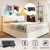 Multifunktionales Doppelbett140 x 190,mit Stauraum und Eisenbaldachin,mit abnehmbaren Bettpfosten mit LED-Beleuchtung und USB/Type-C Ladeanschlüssen sowie drei Schubladen,Weiß Bild 5