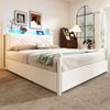 Multifunktionales Doppelbett140 x 190,mit Stauraum und Eisenbaldachin,mit abnehmbaren Bettpfosten mit LED-Beleuchtung und USB/Type-C Ladeanschlüssen sowie drei Schubladen,Weiß Bild 4