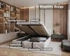 FDM Polsterbett Bettrahmen Bettgestell 90x200, 120x200, 140x200, 160x200, 180x200cm (MADE IN EU - mit hochwertigem Velours Bezug Trinity, Bettrahmen, Bett, Optional mit Matratze bestellbar, mit großen gepolsterten Kopfteil, mit Bettkasten zum aufklappe... Bild 2