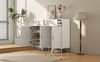 Kommode/Sideboard, 3 Türen & 1 Schublade, weiß, Metallgriffe/-füße, B120xT35xH92 cm Bild 2