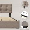 Merax Hydraulisch Doppelbett Polsterbett 140x200cm,Verstellbares Kopfteil, Bett mit Lattenrost aus Metallrahmen, Samt, Modernes Bettgestell mit Stauraum, Hellgrau Bild 5