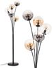 hofstein Stehlampe Stehlampe aus Metall/Glas in Schwarz/Bernstein/Rauch/Klar, ohne Leuchtmittel, Leuchte mit Glasschirmen(15cm), Schalter, 5xE14, ohne Leuchtmittel Bild 5